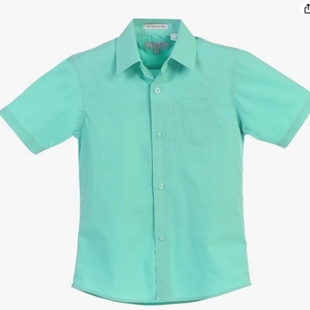 Boys Size 5 Gioberti Mint Green Short Sleeve Button Down Shirt, NWT